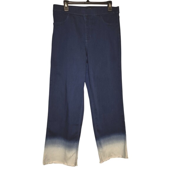 Susan Graver Women's Ombre Wide Leg Pull On Elastic Waistband Ankle Jean 12 Wash - Picture 1 of 5